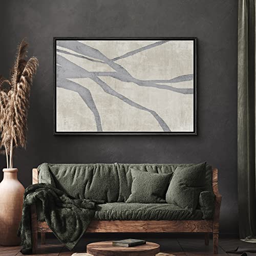 SIGNWIN Framed Canvas Print Wall Art Blue Gray Stripe Pastel Color Field Abstract Shapes Illustrations Modern Art Decorative Contemporary Minimal for Living Room, Bedroom, Office - 16"x24" Black - color: A11-02-m51, size: 24"L x 16"W