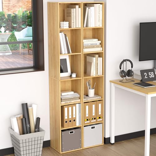Cube Shelf Organizer, 6 Cube Oak Open Shelf, Freestanding 6-Tier Low Bookcase, DVD Shelf & Lego Display for Living Room, Bedroom, Home Office, Decor & Storage - color: Oak, size: 6-Cube