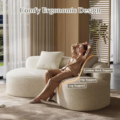 79" Curved Loveseat, Boneless Deep Seat Boucle Cloud Sofa, Cream White | Curved boneless design, deep plush seating, soft boucle upholstery and 2 pillows deliver cloud-like comfort for living rooms. - color: Ceam White