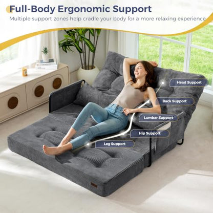 MAXYOYO Adjustable Folding Sofa Bed Couch with 2 Pillows, Dark Grey | Multi-Functional Bean Bag Bed, 5-Position Foldable Lazy Floor Sofa Bed with Armrest, Versatile Floor Seating for Reading - color: Dark Grey