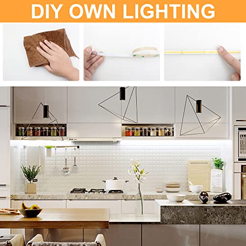 AXMOTUT 65.6ft White COB LED Strip Light, High Bright LED Strips with 320LEDs, RF Remote and UL Power Supply, 6000K Dimmable LED Lights for Bedroom, Kitchen, DIY Home Decoration, 2 Rolls of 32.8ft - size: 6000K/65.6ft