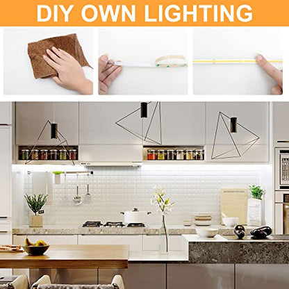AXMOTUT 65.6ft White COB LED Strip Light, High Bright LED Strips with 320LEDs, RF Remote and UL Power Supply, 6000K Dimmable LED Lights for Bedroom, Kitchen, DIY Home Decoration, 2 Rolls of 32.8ft - size: 6000K/65.6ft