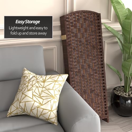 Red Lantern 4 ft. Short Diamond Weave Fiber Folding Screen - Dark Mocha - 6 Panel - color: Dark Mocha, size: 6 Panel