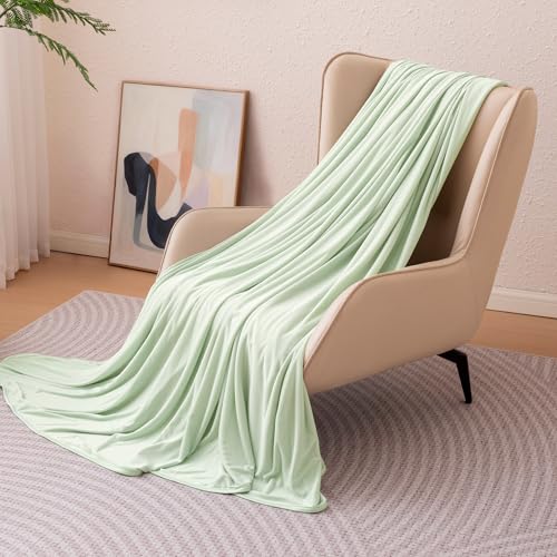 Amazon Basics Cooling Blanket for Hot Sleepers, Reversible Lightweight Thin Throw Blanket for Bed, Couch and Sofa, Twin XL (60" x 90"), Aloe Green - color: Aloe Green, size: Twin XL