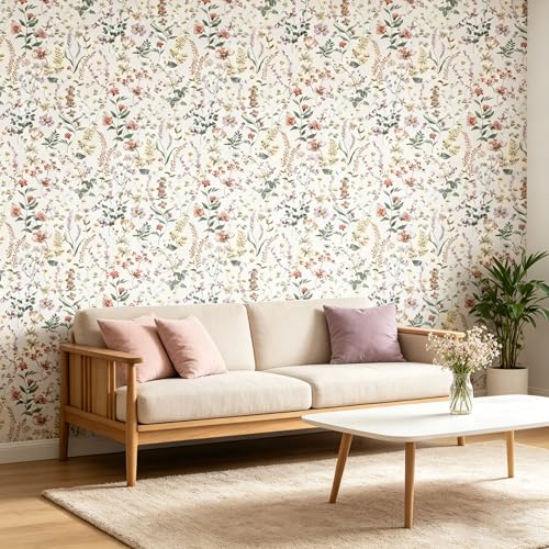 Plants Flowers Peel and Stick self Adhesive Wallpaper Floral - 128''x32'' - color: X15, size: 128"x32"
