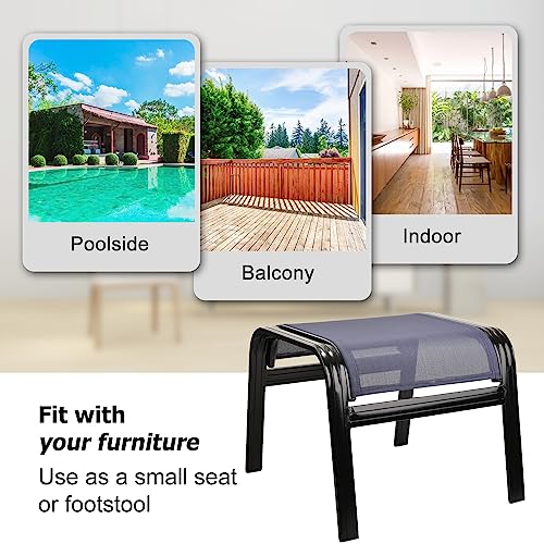 Deiguifei Outdoor Footstools Patio Ottoman All Weather Aluminum Indoor Outdoor Small Seat Foot Rest 2 Set Navy Blue - color: 2 Pieses-navy Blue