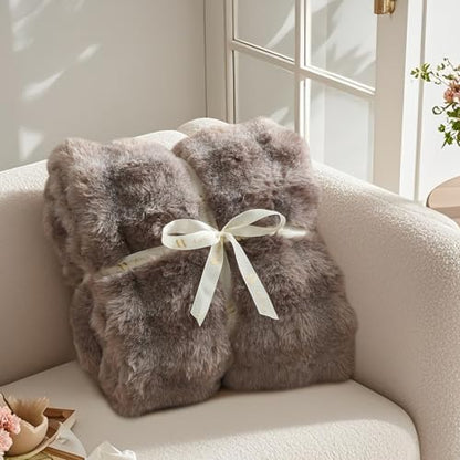 Faux Fur Throw Blanket, Ultra Soft Fuzzy Plush Bubble Blanket for Couch, Bed & Living Room, 60"x80", Cationic Bear Brown - color: Heather Brown, size: 60" x 80"
