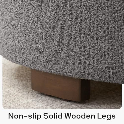 Zihanhome 30 Inch Round Storage Ottoman, Ottoman Coffee Table with Lift Off Lid, Boucle Modern Ottomans with Storage for Living Room, Bedroom, Apartments (Grey) - color: Grey