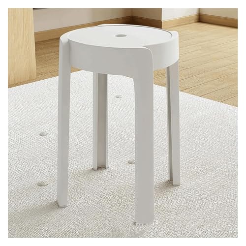 Lightweight Dining Chairs Round Stackable Stools ABS Dining Room Chairs Portable Diner Chair Backless Nesting Stack Stools 4 Pack(White) - color: White