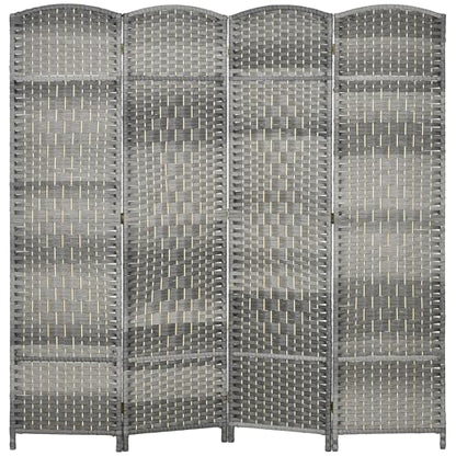 Folding Room Divider, 6Ft Tall Privacy Screen, Hand-Woven Wicker Style Freestanding Wall Partition for Home Office Bedroom, No Assembly Required - color: Mixed Gray, size: 4 Panel