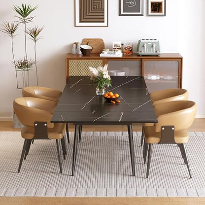 62.9"–94.4" Extendable Dining Table with Heat-Resistant Tabletop | Black Kitchen Table for 6–10, with Scratch-Resistant Sintered Stone & Stainless Steel Legs, Modern Splace Saving Furniture - color: Black 62.9” of 94.4”