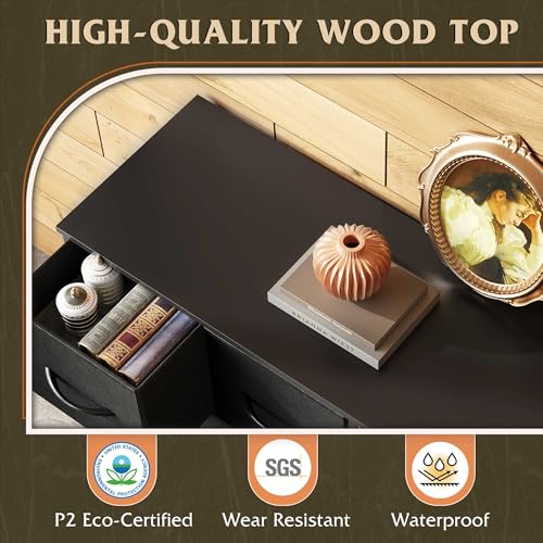 WLIVE Wide Dresser for Bedroom, 8 Drawer Chest of Drawers, Black | 8 roomy fabric drawers, Wide storage design, Bedroom or closet use, Sturdy steel frame, Smooth wood tabletop - color: Black, style: 8 Drawers
