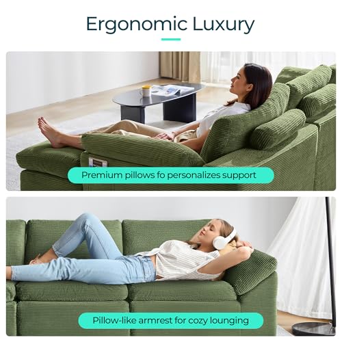 LINSY HOME 79" Modular Couch Modern Cloud Couch, 2 Seater Loveseat Sofa with Double Layer Cushions, Small Couch for Bedroom, Apartment, No Assembly Required, Green - color: Green, size: Loveseat