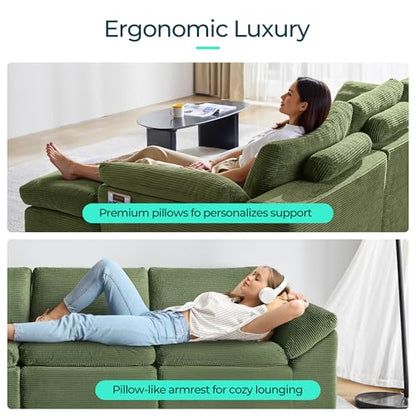 LINSY HOME 79" Modular Couch Modern Cloud Couch, 2 Seater Loveseat Sofa with Double Layer Cushions, Small Couch for Bedroom, Apartment, No Assembly Required, Green - color: Green, size: Loveseat