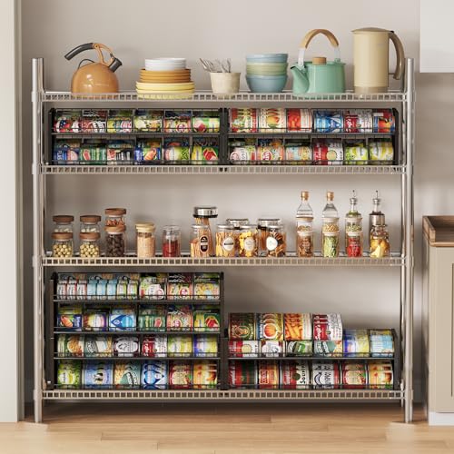 Sbanmao Extra-Long 2-Tier Stackable Can Organizer for Pantry | Sturdy Can Holder for Canned Food Storage, Holds Up to 64 Cans for Kitchen Cabinet & Pantry Organization, Black - style: Long(30'' W)-1 Pack