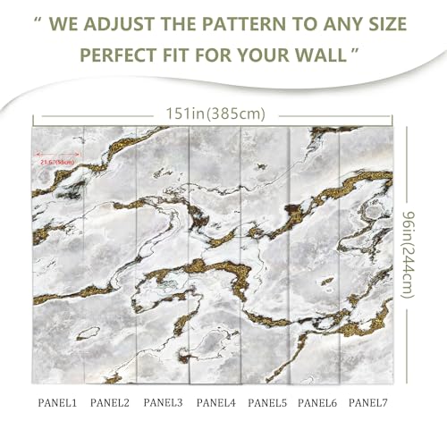 Marble Wallpaper Large Abstract Gold Wall Mural | 151"x96", for Bedroom Living Room Bathroom, Textured Fabric, Not Peel and Stick - color: Mural 12, size: 151" x 96"