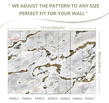Marble Wallpaper Large Abstract Gold Wall Mural | 151"x96", for Bedroom Living Room Bathroom, Textured Fabric, Not Peel and Stick - color: Mural 12, size: 151" x 96"