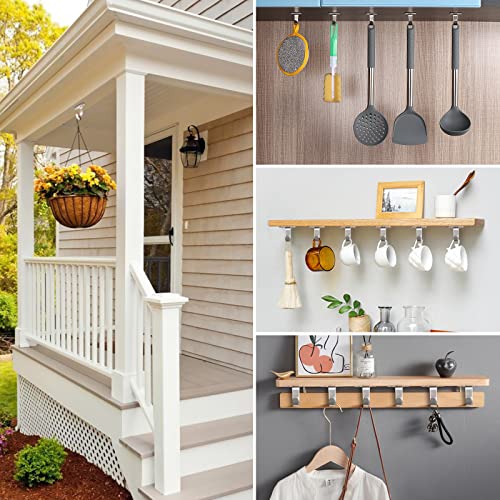 NearMoon Stainless Steel Screw Mounted Ceiling Hooks, Under-Shelf Towel/Robe Clothes Hook Heavy Duty Coat Hanger for Bathroom Kitchen Cabinet Garage, 10 Pack (Brushed Nickel) - color: Brushed Nickel