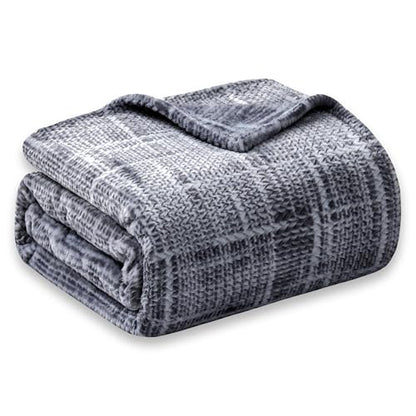 COOVA Fleece Bed Blanket Twin Size, Super Soft and Cozy 3D Jacquard Warm Blankets, Lightweight and Fuzzy Throw for Couch, Sofa, Chair, Giftable (Dark Grey, 60"x80") - color: Graphite Dark Grey, size: 60"x80"