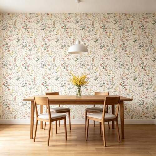 Plants Flowers Peel and Stick self Adhesive Wallpaper Floral - 128''x32'' - color: X15, size: 128"x32"