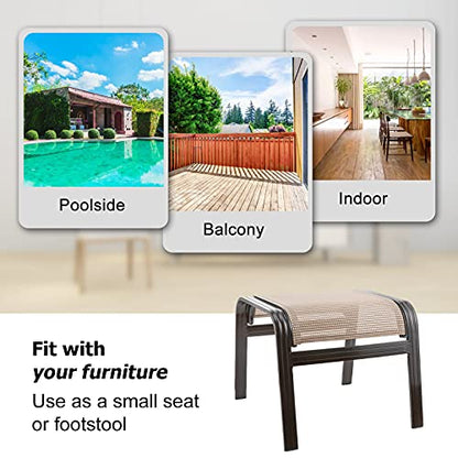 Outdoor Patio Footstools Aluminum Outdoor Ottomans Footrest Small Seating Wicker Furniture Patio Ottoman 2 Pieces Brown - color: 2 Pieces-light Brown