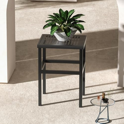 Tall Plant Stand 23" Aluminum Indoor &Outdoor Rustproof | Indoor/Outdoor Extra-Sturdy 23" tall Aluminum Plant Stand – Ideal for Patios, Gardens, Living Room Decoration (Black)