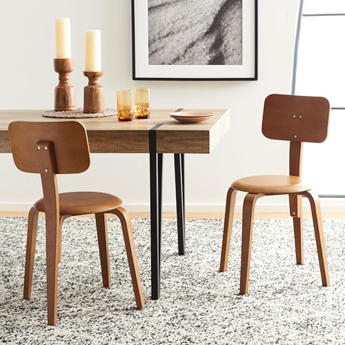 SAFAVIEH Home Collection Luella Walnut Stackable Dining Chair Set of 2 - color: Walnut