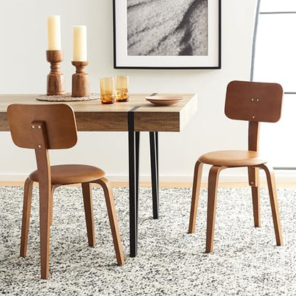 SAFAVIEH Home Collection Luella Walnut Stackable Dining Chair Set of 2 - color: Walnut