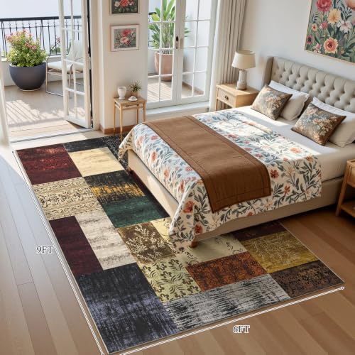 6x9 Area Rugs for Living Room, Washable Non Slip Bedroom Rug, Soft Low Pile Large Modern Geometric Carpet Indoor for Dining Room Kids Room Nursery Office - color: Multi Color, size: 6' x 9' (Rectangular)