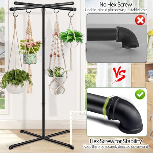 Plant Hanger Indoor, 59" Tall Hanging Plant Stand Heavy Duty Metal Indoor Plant Hanger Stand Hanging Plant Holder with 8 Hooks Hanging Planters for Indoor Plants Bedroom Living Room Balcony
