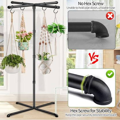 Plant Hanger Indoor, 59" Tall Hanging Plant Stand Heavy Duty Metal Indoor Plant Hanger Stand Hanging Plant Holder with 8 Hooks Hanging Planters for Indoor Plants Bedroom Living Room Balcony