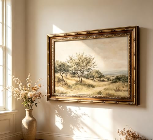 Vintage Gold Framed Olive Tree Landscape Wall Art - Retro Country Farmhouse Canvas Prints, Rustic Nature Scene Painting Prints Artwork for Living Room Bedroom Dining Room Decor，9x11in - color: Olive Tree, size: 11"L x 9"W