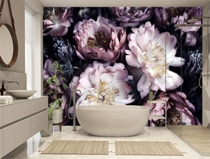 XMPMBM-Purple Peony Floral Fabric Wallpaper Living Room Bedroom Bathroom wall Mural-W 88" X H 59"（36 Square Foot） - color: X35, size: 88"x59"