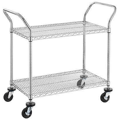 Finnhomy 2-Tier Commercial Grade Rolling Cart, Heavy Duty Utility Cart, Carts with Wheels and Handles, Kitchen Cart on Wheels, Metal Serving Cart with 500 lbs Capacity, Shelf Size 20" D x 36" W, NSF - size: 20"D x 43.9"W x 39.3"H
