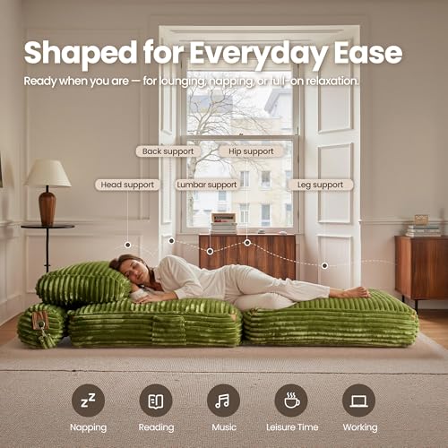 ovios Folding Sofa Bed, Foldable Sleeper Chair Floor Futon, Comfy Portable Convertible Fold Out Lounge Chairs for Living Room Bedroom, Green - color: Green