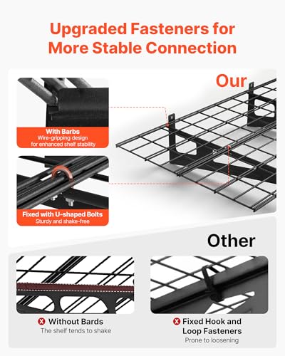 VEVOR 2-Pack Heavy Duty Garage Wall Shelving, 2 x 6 ft Steel Wall Mounted Shelving Unit with Hooks, 24 x 72 Inch Per Shelf Floating Storage Metal Rack, 1000 lbs Total Weight Capacity - size: 2×6 ft