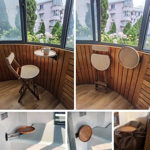 Small Round Wall-Mounted Table, Folding Retractable Coffee Table, Made of Solid Wood, Suitable for Home, Shop, Milk Tea Shop and Cake Shop - color: B