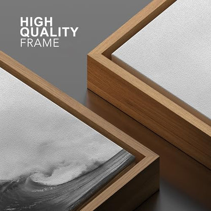 SIGNWIN Framed Canvas Print Wall Art Dramatic Waves in The Ocean Nature Ocean Photography Realism Nautical Scenic Dramatic for Living Room, Bedroom, Office - 16"x24" Natural - color: B03-21022-spl10, size: 24"L x 16"W