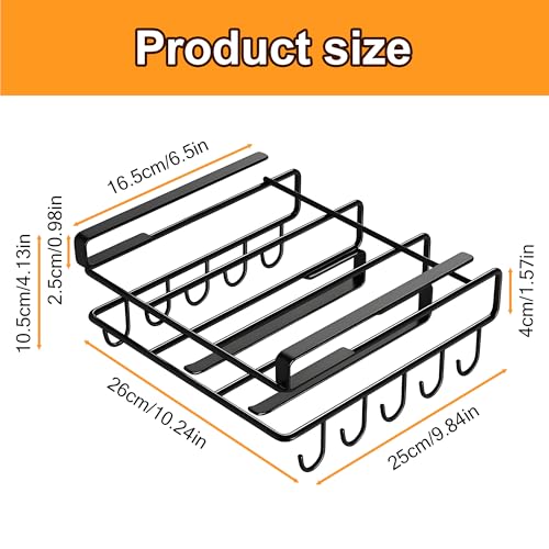 Mug Holder Under Cabinet,Paper Towel Holder for Cabinet,Chopping Board Organizer,No-Hole Multifunctional Stainless Steel Under Cabinet Hooks for Kitchen (White) - color: White