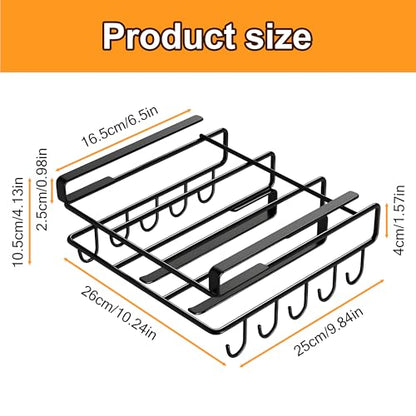 Mug Holder Under Cabinet,Paper Towel Holder for Cabinet,Chopping Board Organizer,No-Hole Multifunctional Stainless Steel Under Cabinet Hooks for Kitchen (White) - color: White