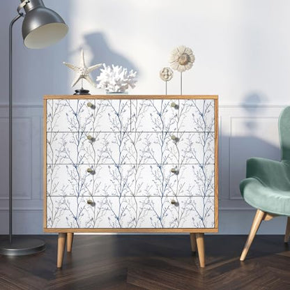 Grey Blue Tree Branches Peel and Stick Contact Paper 17.7" x 236" Modern Tree Branch Removable Wallpaper Natural Wall Paper Self-Adhesive Vinyl for Drawer Liner Furniture Crafts Accent Walls - size: 17.7" x 236"