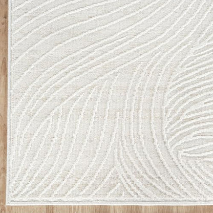 Abani Cream Area Rug – 8' x 10' – Vera Collection – Wave Texture Pattern – Non-Shedding, Easy to Clean – Durable for Living Room, Bedroom, or Office, Pet & Child Friendly - size: 8' x 10' (Rectangular)
