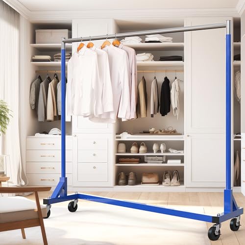 Simple Houseware Industrial Grade Z-Base Garment Rack, 63" W/500Lb, Blue - color: Blue