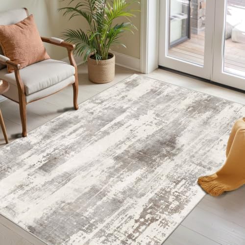 3x5 Entryway Rug,Beige Washable Bedroom Area Rug | Machine Washable, Non-Slip, Stain Resistant Low Pile Modern Carpet with Rubber Backing for Dining Room Kitchen Home Decor - color: Beige Taupe, size: 3' x 5' (Rectangular)