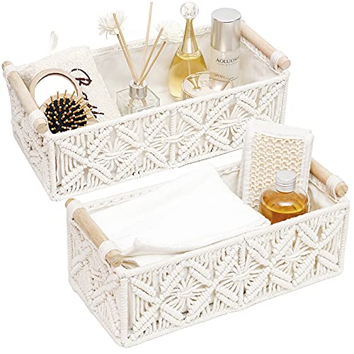 Boho Decor Basket for Toilelt Paper Storage Bathroom Baskets for Organizing | for Bedroom Living Room Nursery Home Decor and Entryway Countertop Storage Use,White - color: white