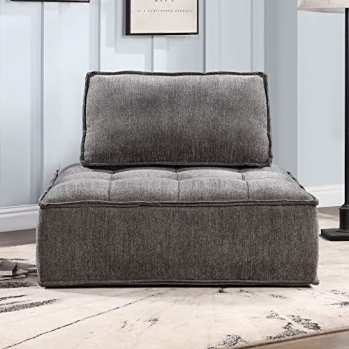KEVINSPACE 41.3" Modular Sectional Sofa Couch, Armless Floor Chair with Black Legs and Pillow, Fabric Convertible Sofa, Variable Sectional Sofa for Living Room, Free Combination Gray Black - color: 41.3" Black