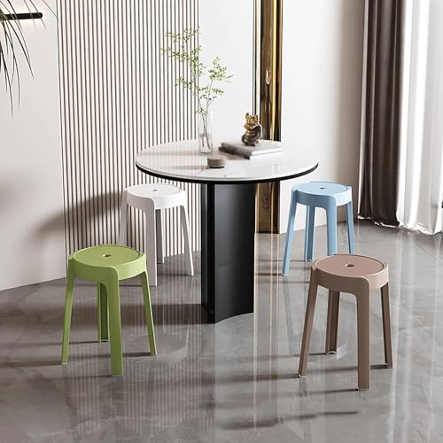 Lightweight Dining Chairs Round Stackable Stools ABS Dining Room Chairs Portable Diner Chair Backless Nesting Stack Stools 4 Pack(Pink) - color: Pink