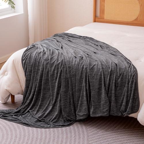 Amazon Basics Cooling Blanket for Hot Sleepers, Reversible Lightweight Thin Throw Blanket for Bed, Couch and Sofa, Queen (90" x 90"), Dark Gray - color: Dark Gray, size: Queen