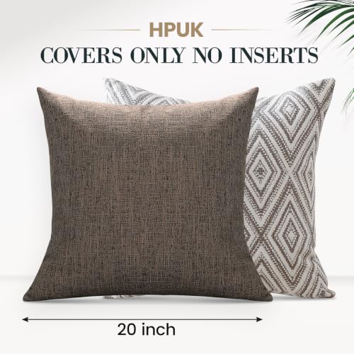 HPUK Throw Pillow Covers 20x20, Set of 4, Natural Couch Pillow Covers | Polyester fabric, patterned and solid designs, hidden zippers, machine washable, for sofas and beds, inserts not included - color: Natural, size: 20" x 20" (Pack of 4)