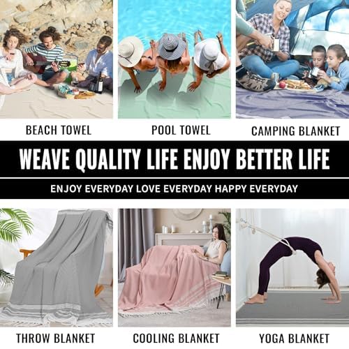 Extra Large Turkish Beach Towel Picnic Mat Throw Blanket Summer Woven Rectangle Tablecloth White Table Clothes Outdoor Essential Wedding Accessories Basket Set Oversized Manta Yard Outside Party Decor - color: Cream, size: Extra Large 50''x68''